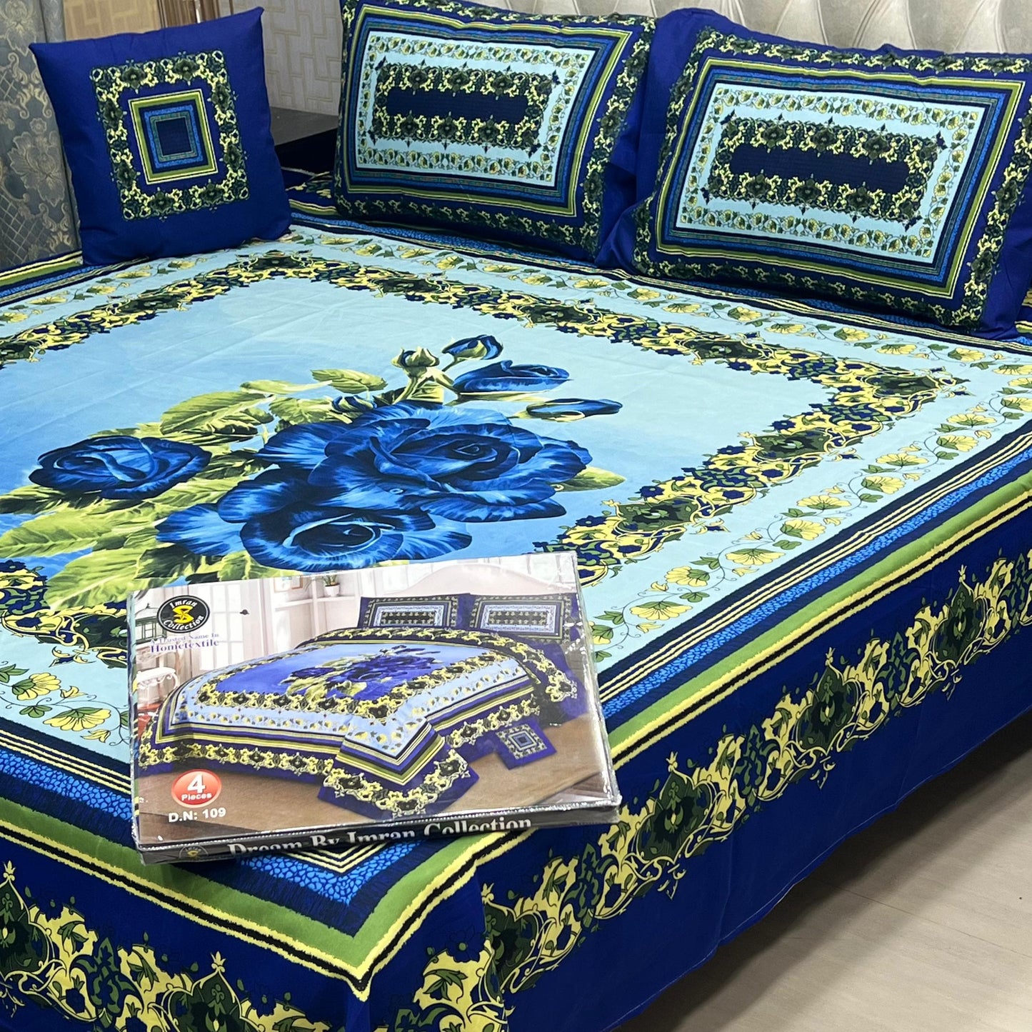 ✨ Dream 4 PCS ✨ 🎗️ Panel print '' 4 piece '' 🎗️ Stuff =. 3 D PANAL BEDSHEET CRYSTAL COTTON