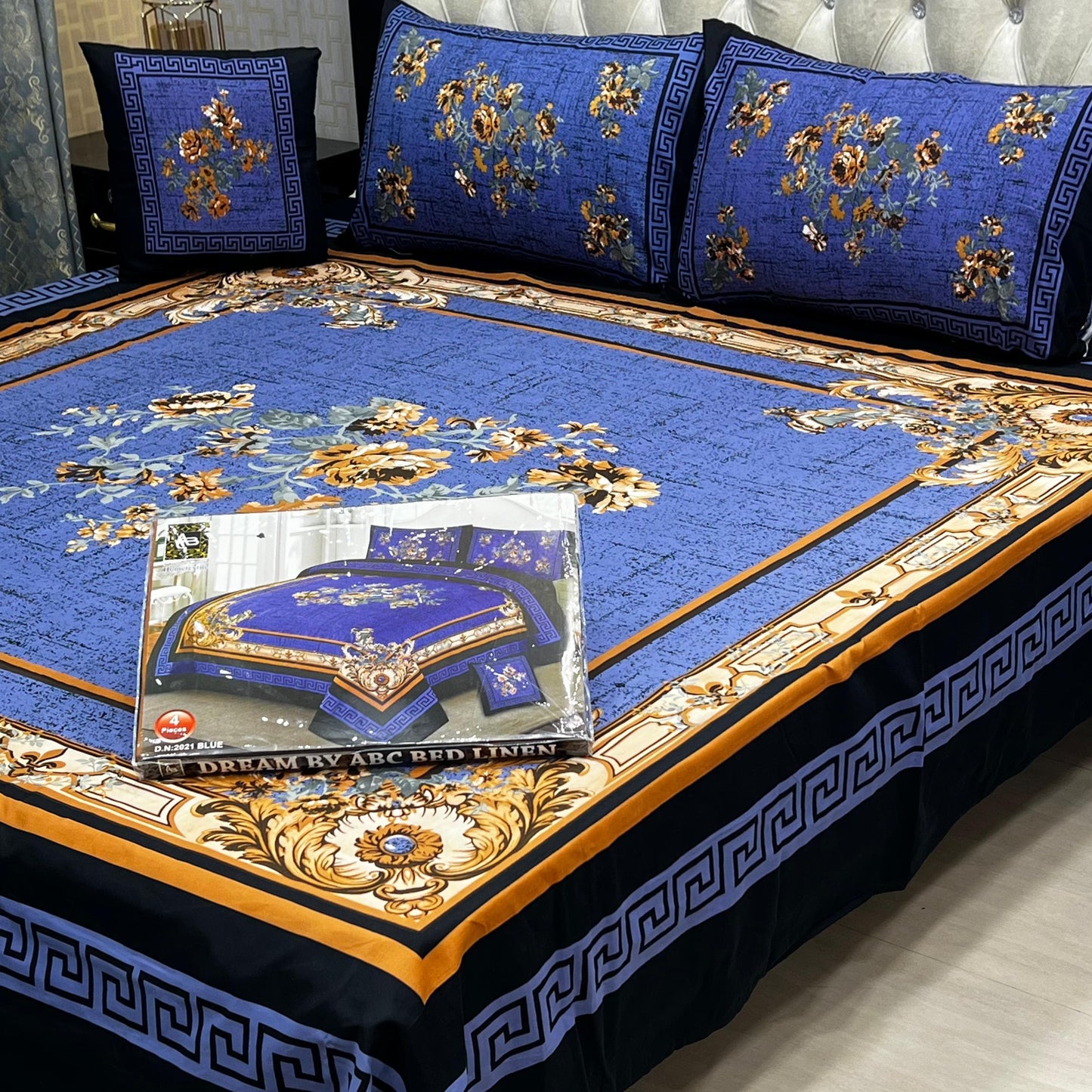 ✨ Dream 4 PCS ✨ 🎗️ Panel print '' 4 piece '' 🎗️ Stuff =. 3 D PANAL BEDSHEET CRYSTAL COTTON