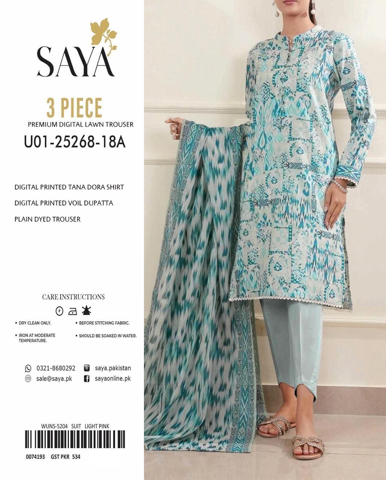 🌸 Elegant 3-Piece Saya Tana Dora Lawn Suit for Women – Unstitched