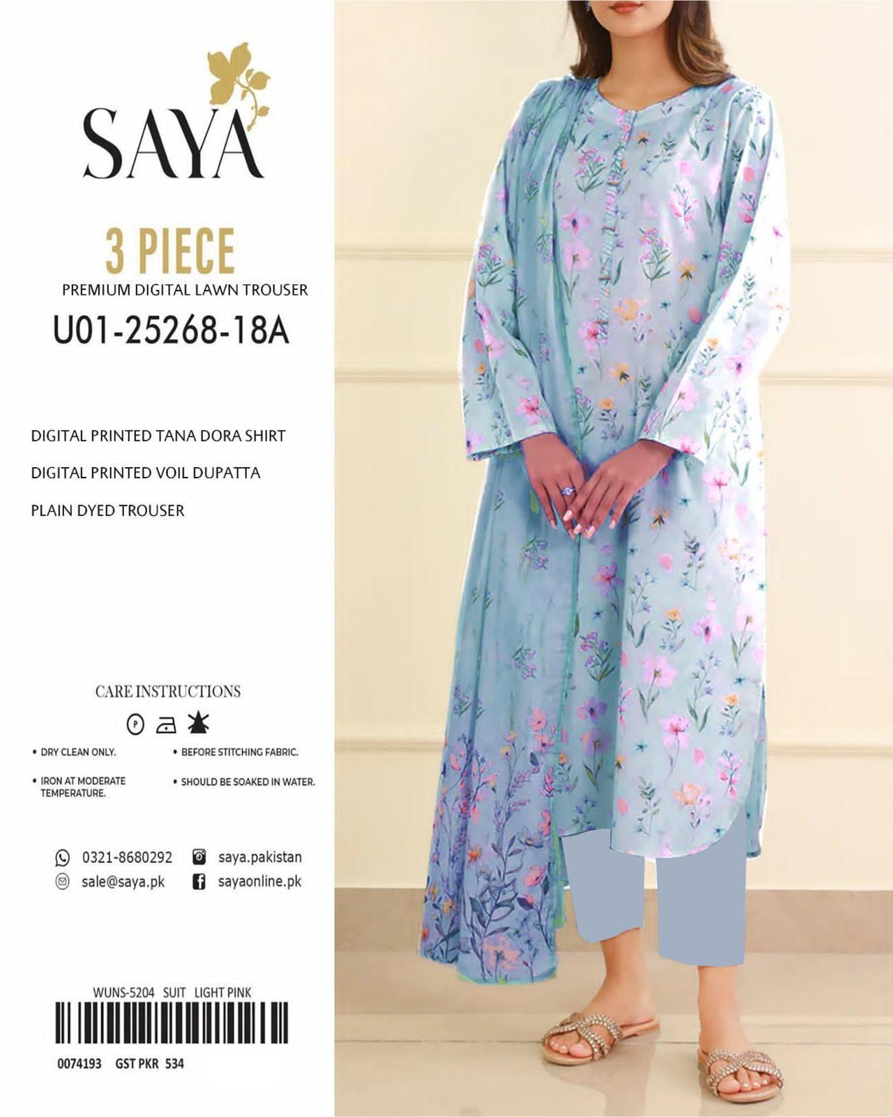 🌸 Elegant 3-Piece Saya Tana Dora Lawn Suit for Women – Unstitched