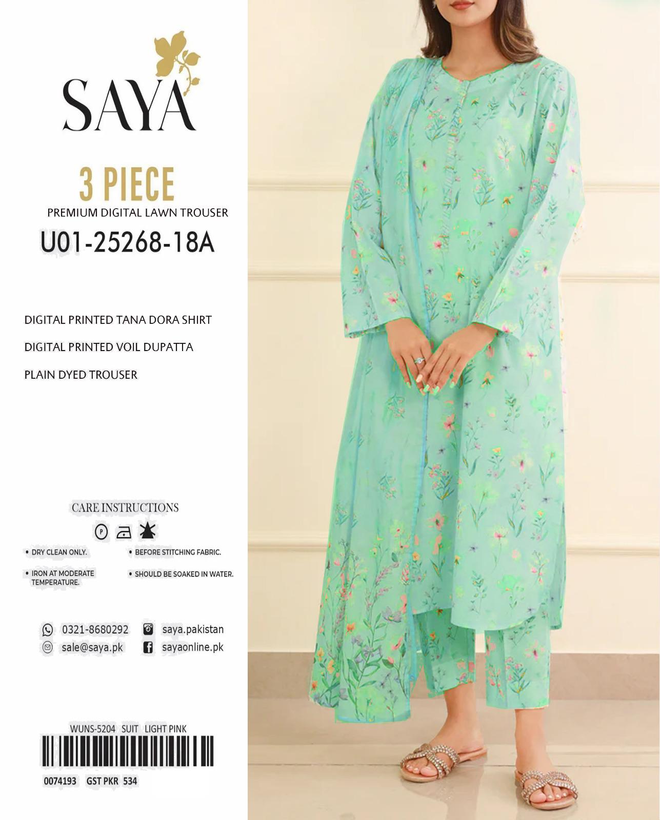 🌸 Elegant 3-Piece Saya Tana Dora Lawn Suit for Women – Unstitched