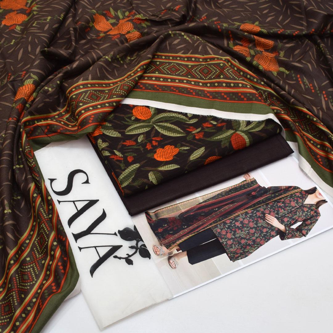 🌸 Elegant 3-Piece Saya Tana Dora Lawn Suit for Women – Unstitched