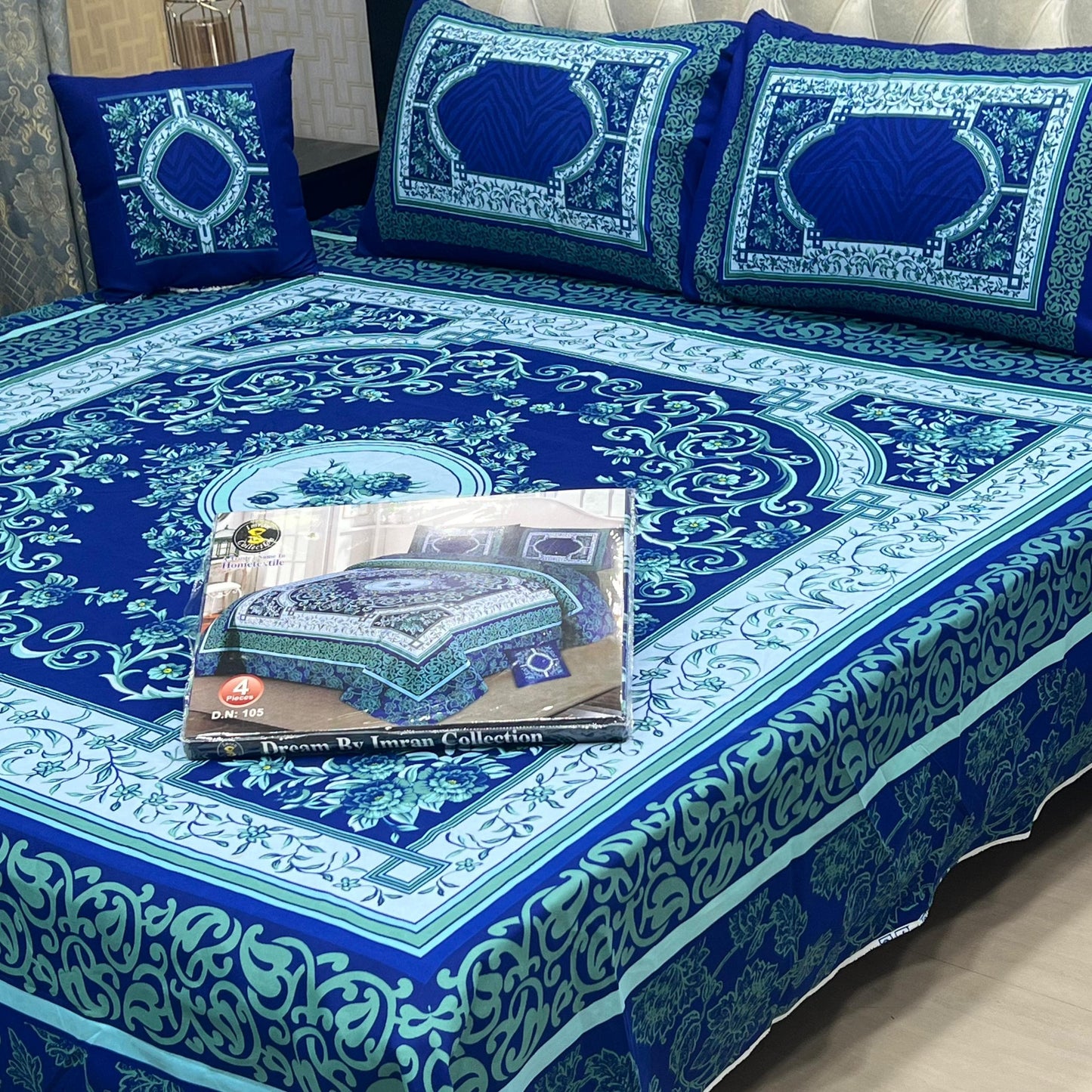 ✨ Dream 4 PCS ✨  🎗️ Panel print '' 4 piece '' 🎗️   Stuff =.   3 D PANAL BEDSHEET CRYSTAL COTTON