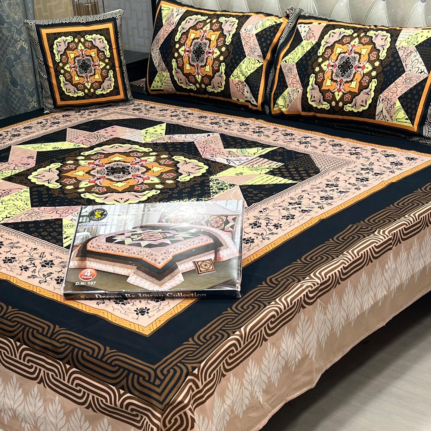 ✨ Dream 4 PCS ✨  🎗️ Panel print '' 4 piece '' 🎗️   Stuff =.   3 D PANAL BEDSHEET CRYSTAL COTTON