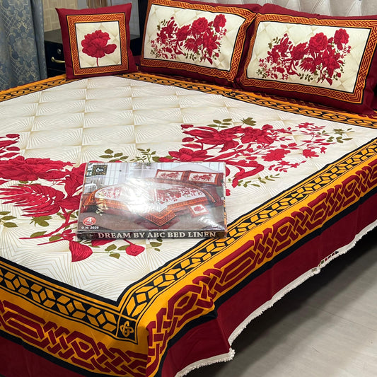 ✨ Dream 4 PCS ✨  🎗️ Panel print '' 4 piece '' 🎗️   Stuff =.   3 D PANAL BEDSHEET CRYSTAL COTTON